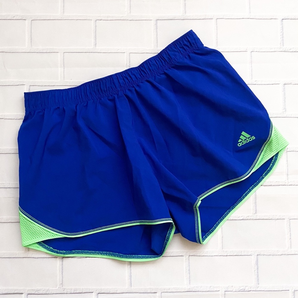 Adidas Climalite Blue and Green Athletic Running Shorts